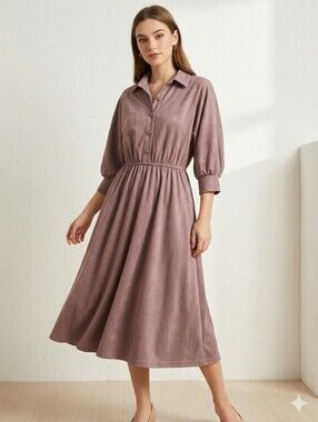 Vintage 1970's  Taupe long sleeve dress.‎ Alan Stuart. size 16